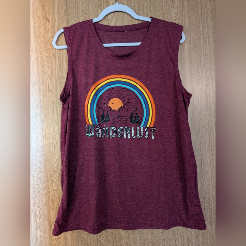Wanderlust Maroon Graphic Tank Size XL
